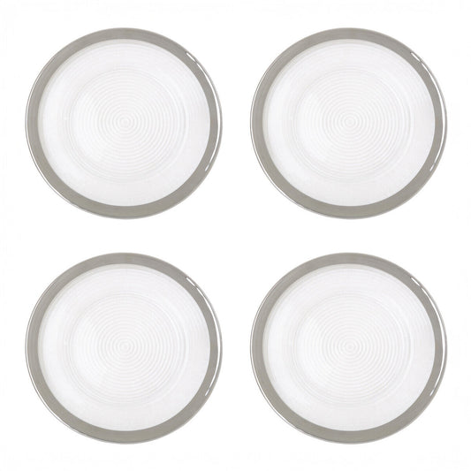 Ida Set of Four 33cm Dia Embossed Charger Plates with Silver Rim
