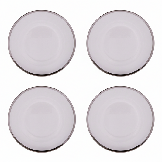 Ida Set of Four 33cm Dia Plain Charger Plates with Silver Rims