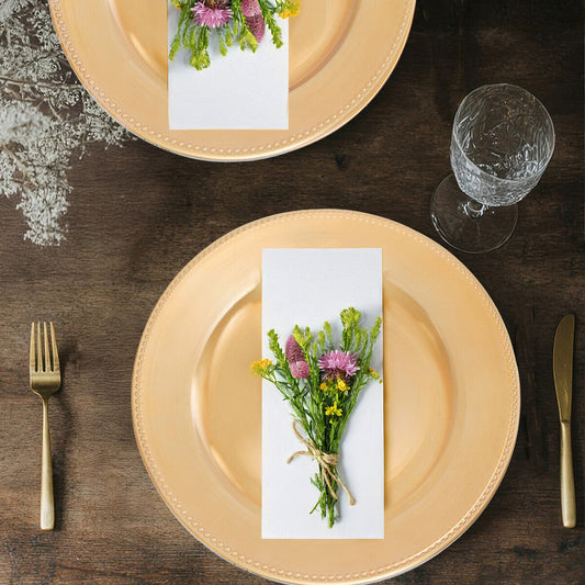 Set of 4 33cm Dia Gold Finish Dotted Charger Plates