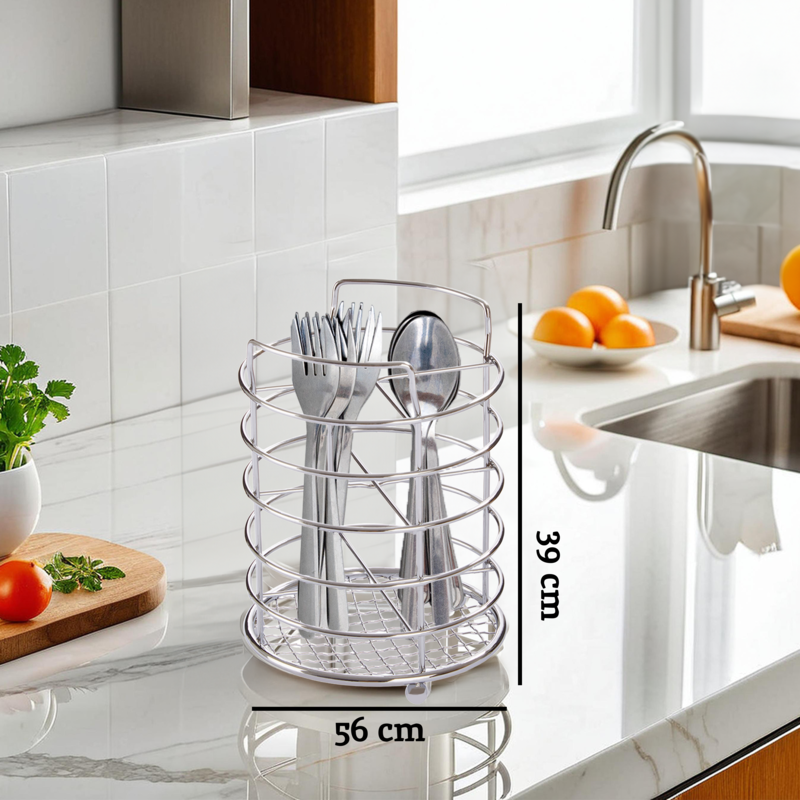 Chrome 4 Section Cutlery Caddy | Soren