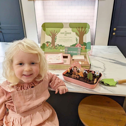 Fairy Garden Starter Kit (Apron,Tray, Shovel, Fairies, Soil & Seeds)