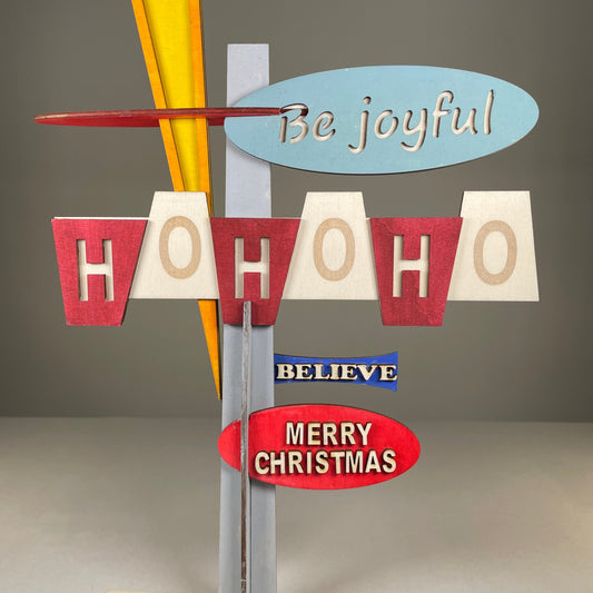 Retro Ho Ho Ho Sign - Handmade Ornament by Curious Rabbit ®