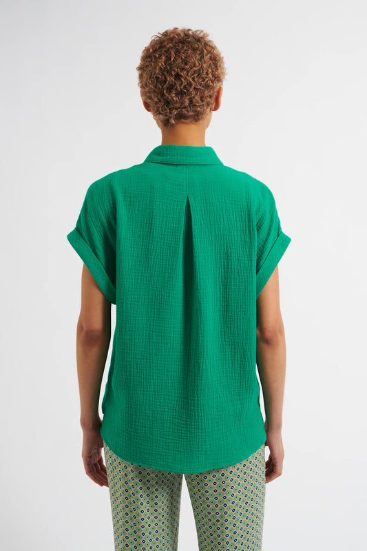 Abinaya Double Gauze Short Sleeved Shirt - Green