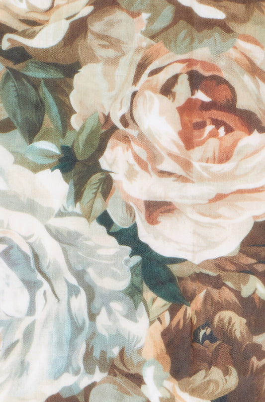 Yumi Brown Viscose Autumnal Floral Scarf