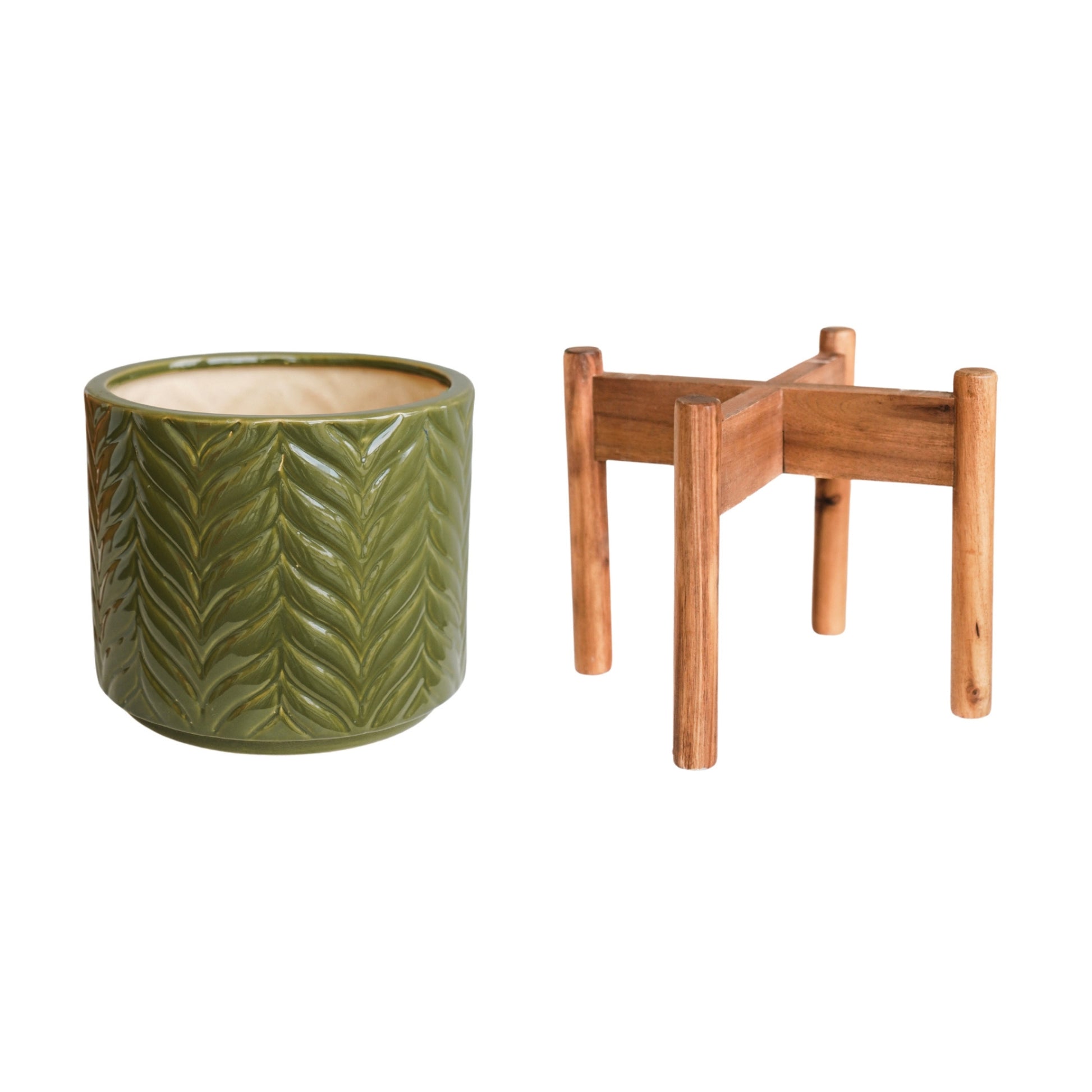 TheFoalyard Ivyline Aspen Chevron Olive Planter