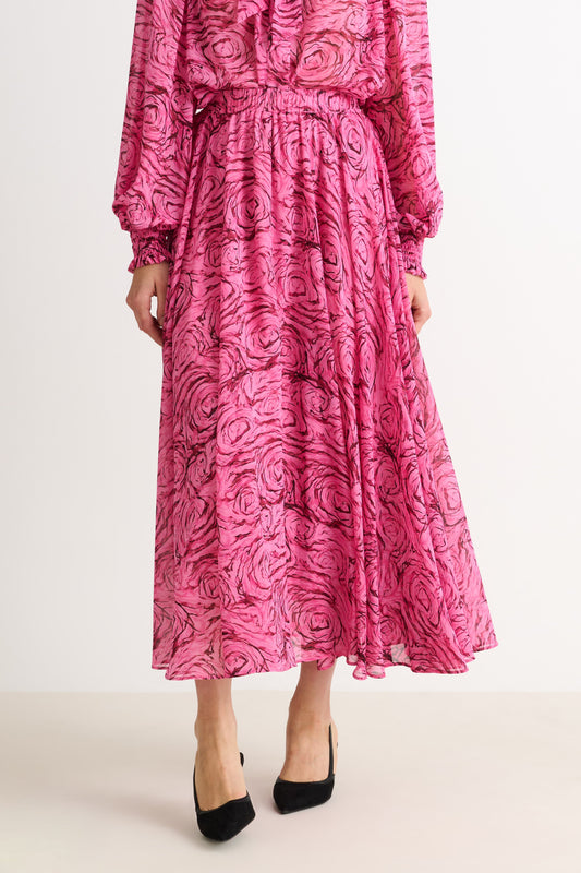 Agatha Rosechild Full Circle Midi Skirt – Pink