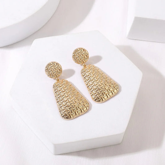 Gold Tone Textured Statement Earrings