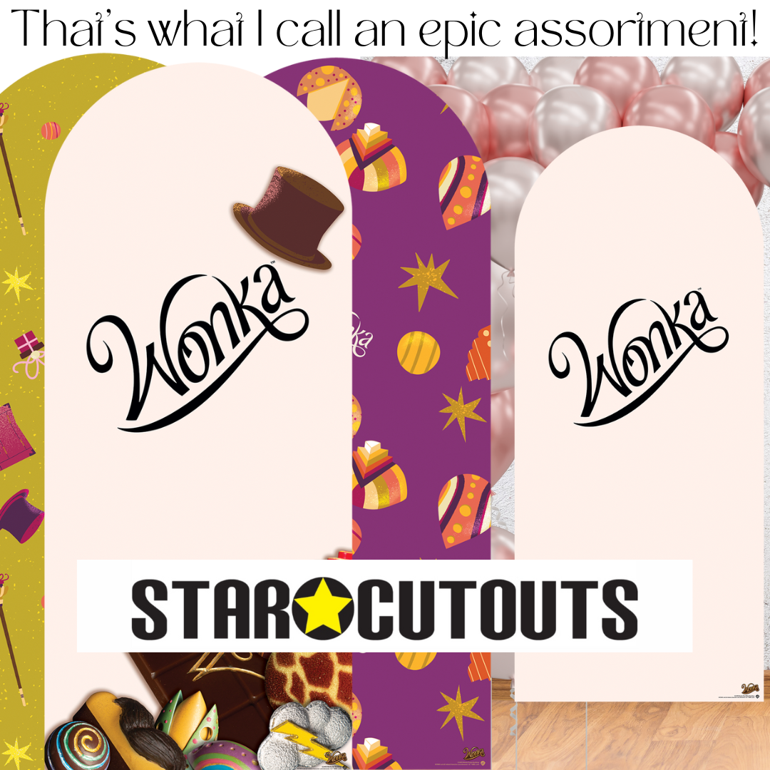 SC4499 Willy Wonka Warm White Backdrop Single Cardboard Cut Out Height 185cm
