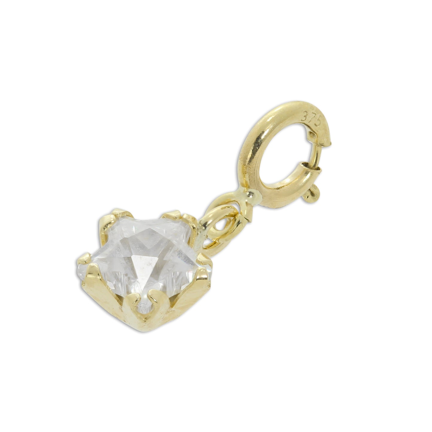 9ct Gold & Clear CZ Small Star Clip on Charm