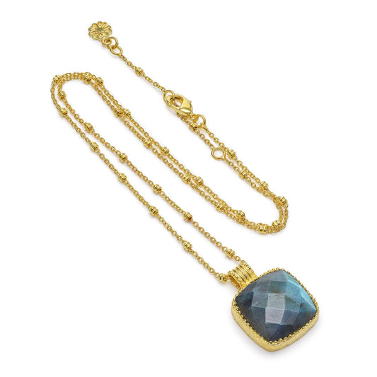 Tetra Large Square Gemstone Pendant Labradorite