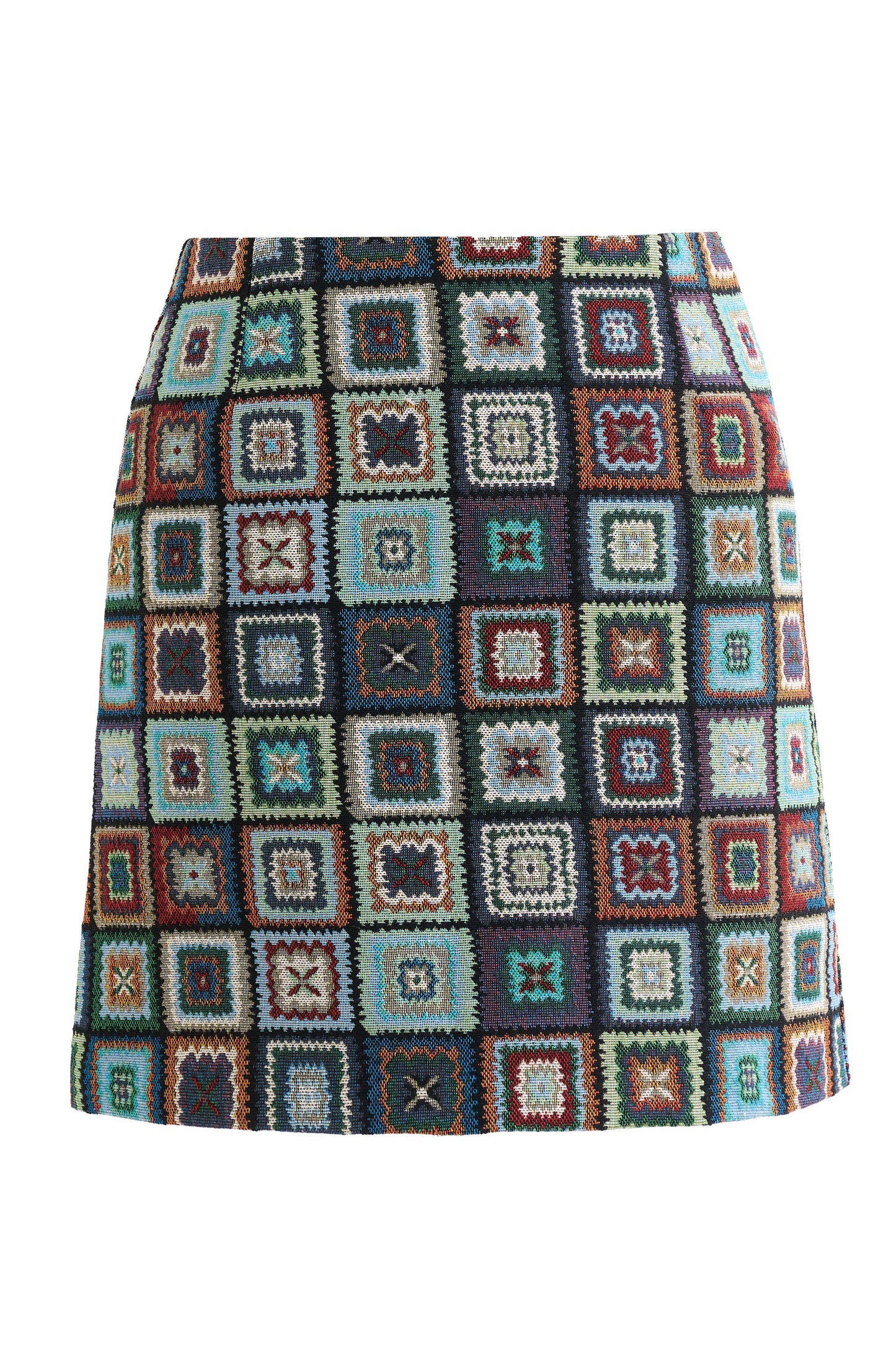 Aubin 70'S Patch Jacquard A-Line Mini Skirt – Multicoloured