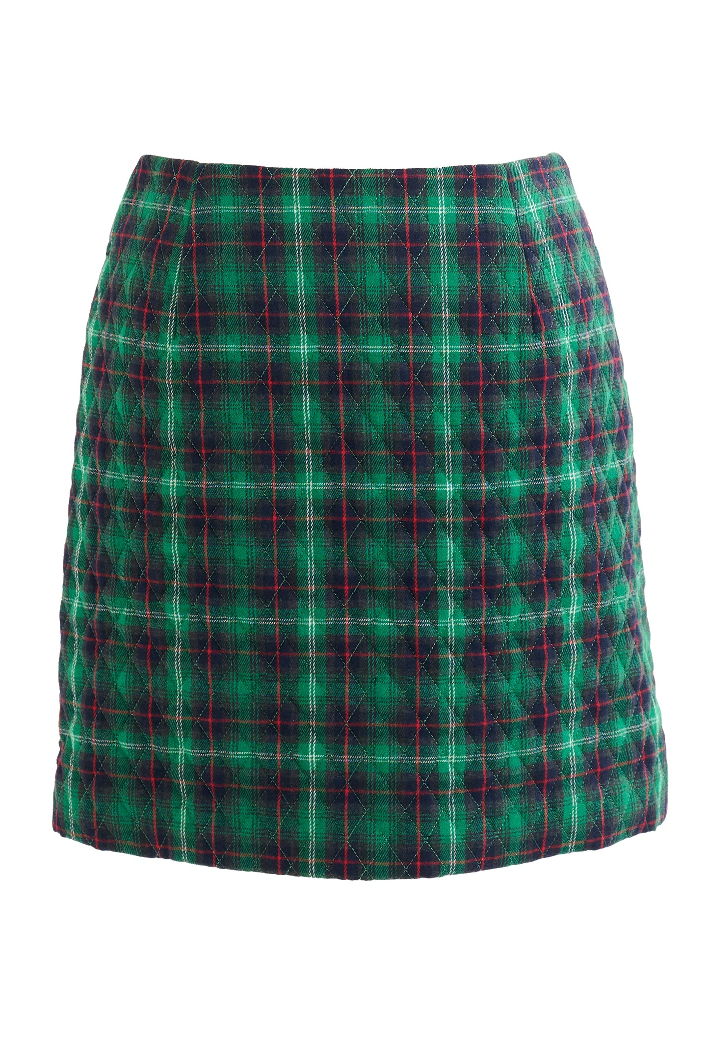 Aubin Winter Check Quilted Mini Skirt – Green