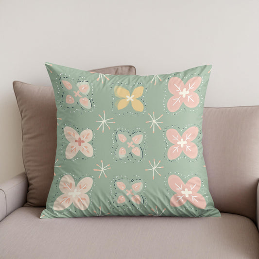 Pistachio Modern Folk Art Cotton Cushion