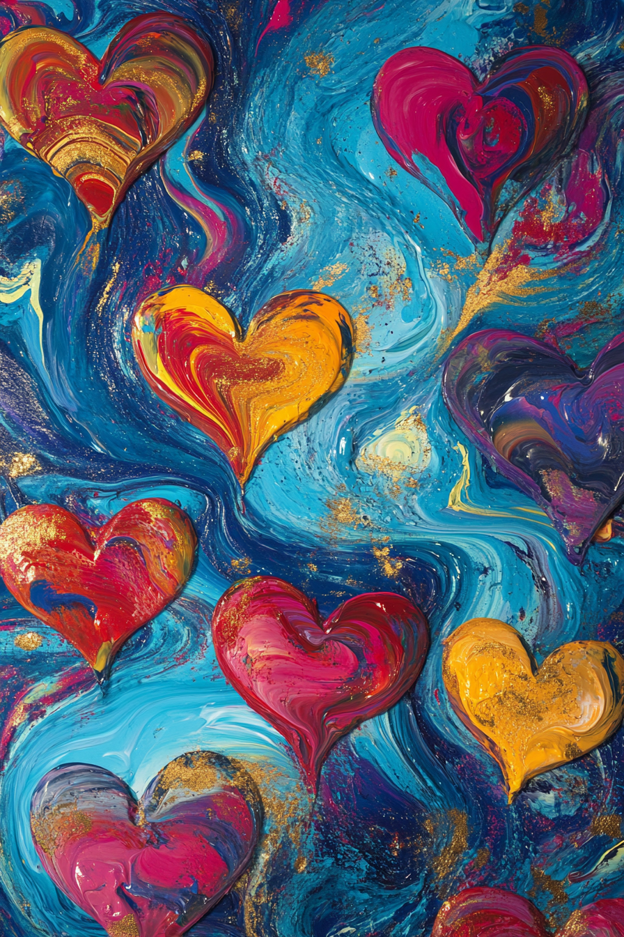 Abstract Hearts Canvas