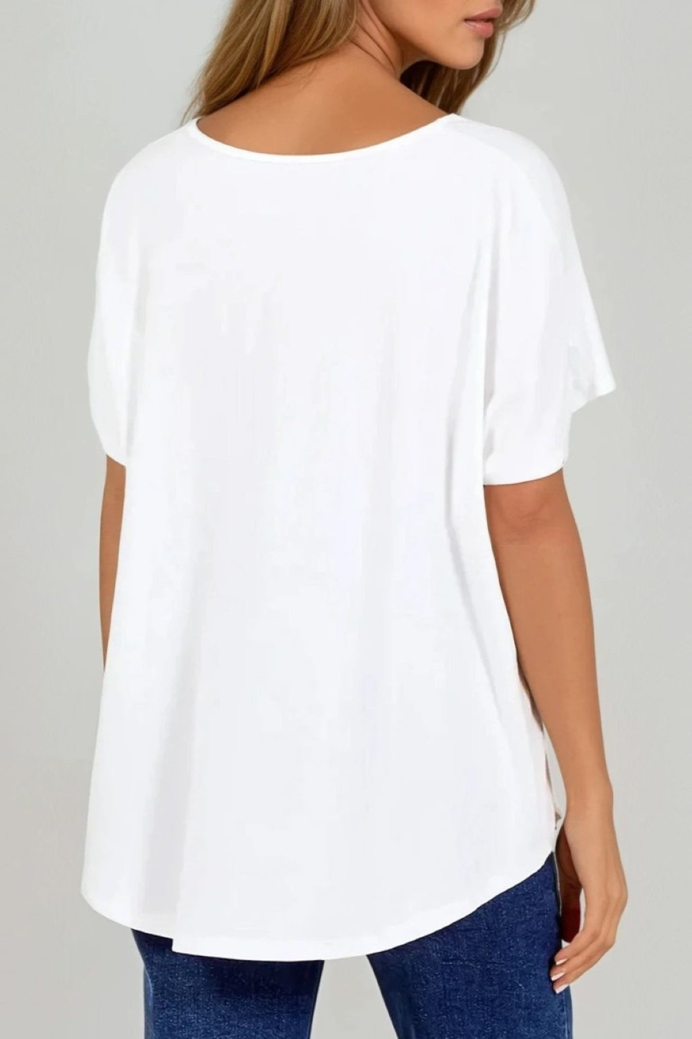 Ivory Oversized V Neck T Shirt