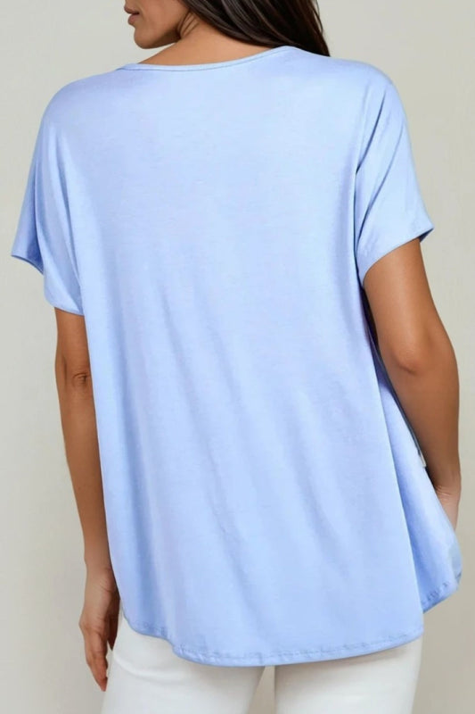Light Blue Oversized V Neck T Shirt