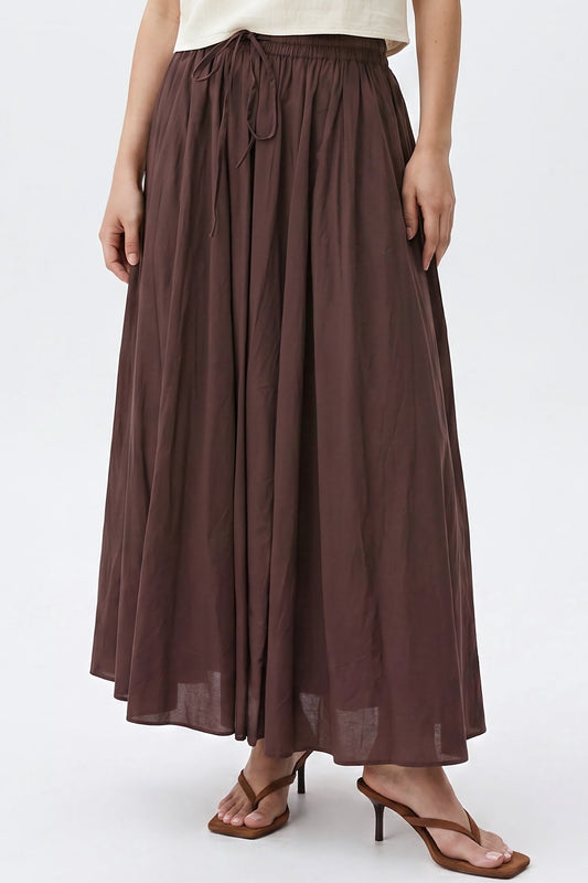 Brown Cotton Maxi Skirt