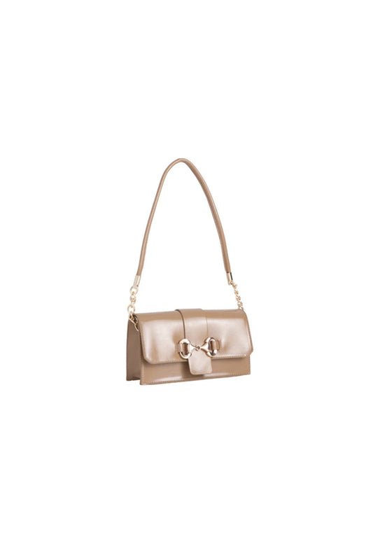 Beige Faux Leather Clutch Bag