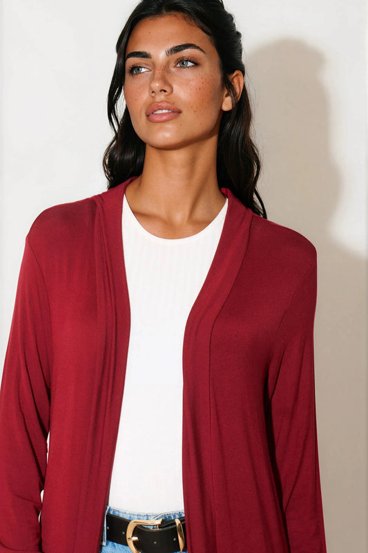Wine Jersey Longline Cardigan