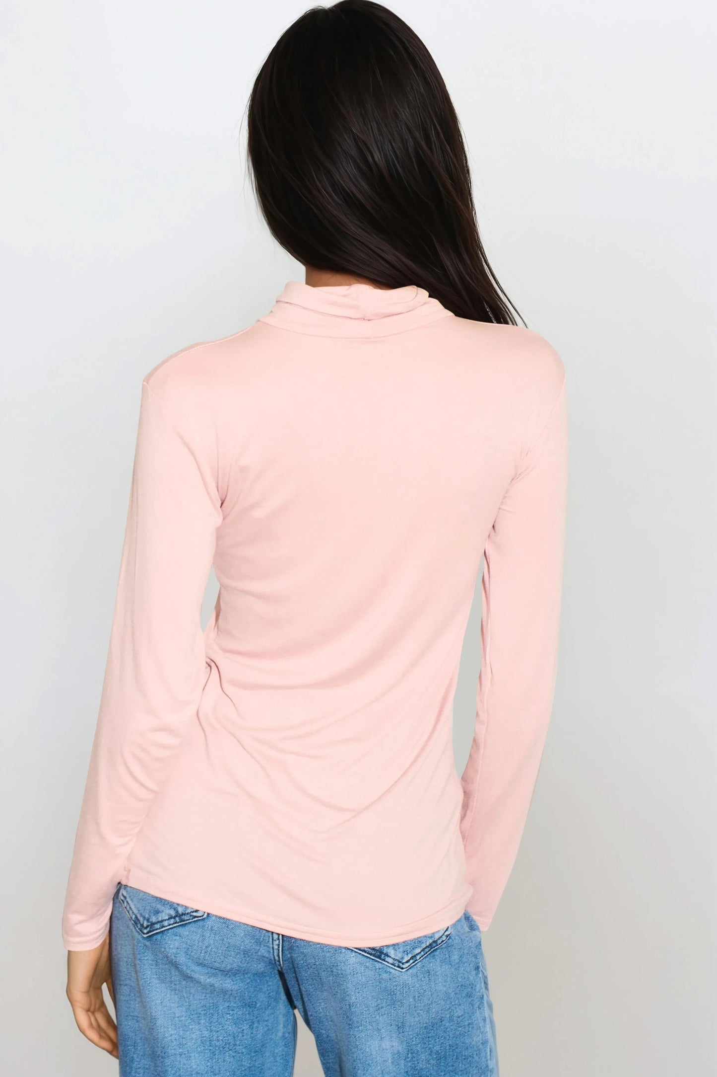 Blush Pink Turtleneck Long Sleeve Top