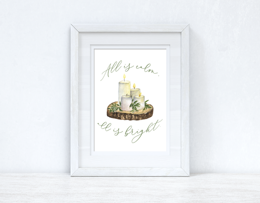 All Is Calm All Is bright Winter Christmas Seasonal Wall Home Decor Print