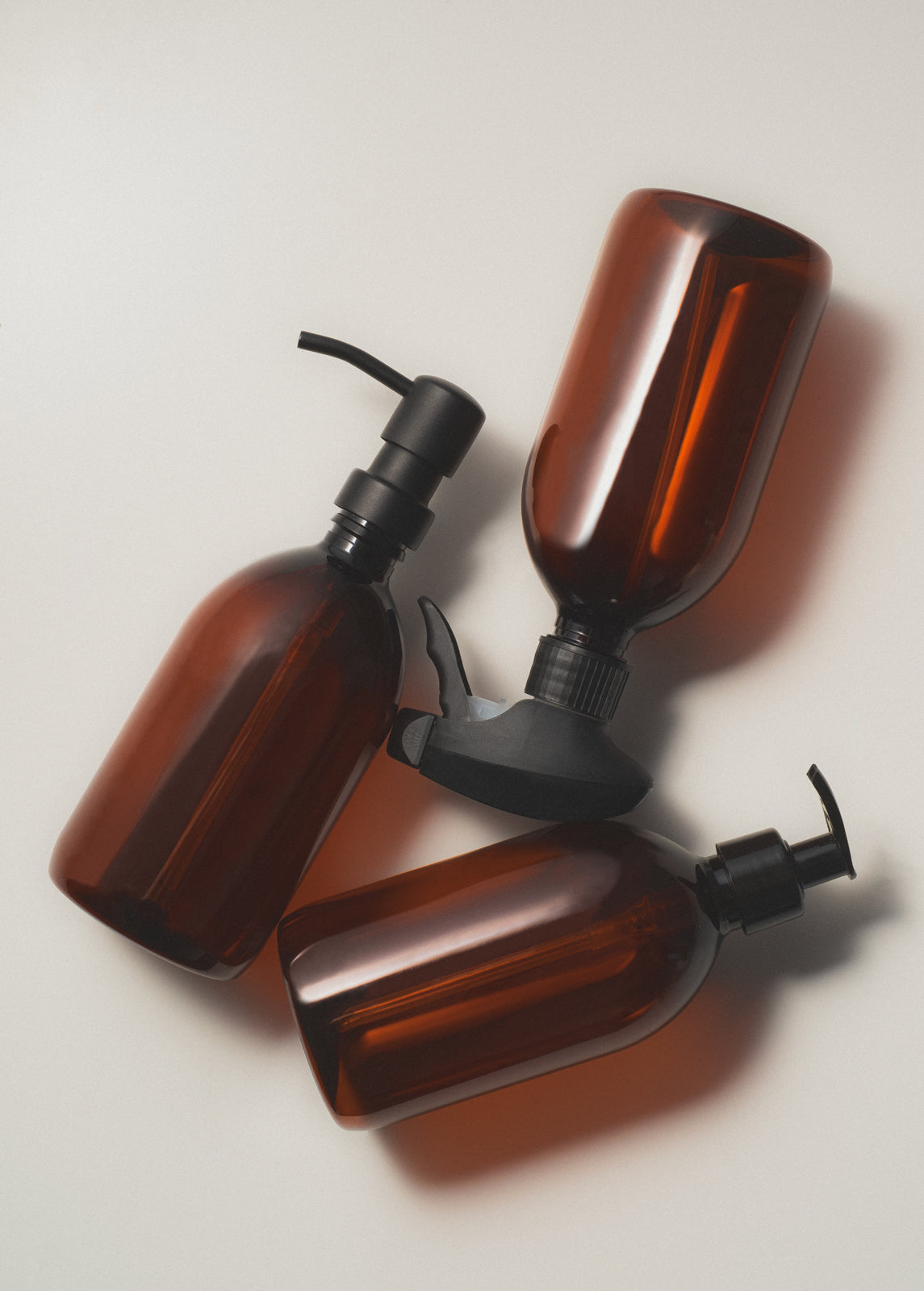 Amber Plastic Pump Bottle