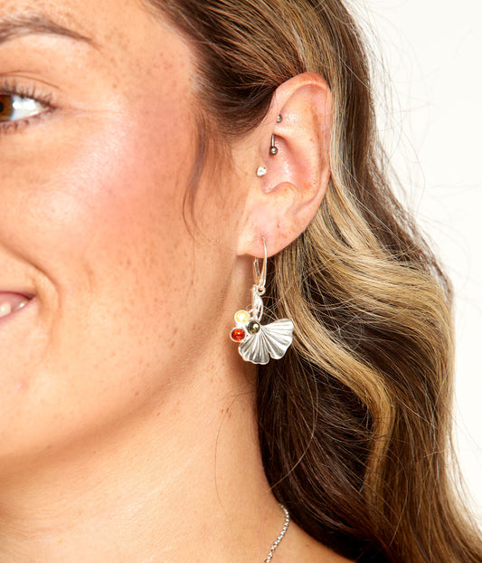 Amber Ginkgo Drop Earrings