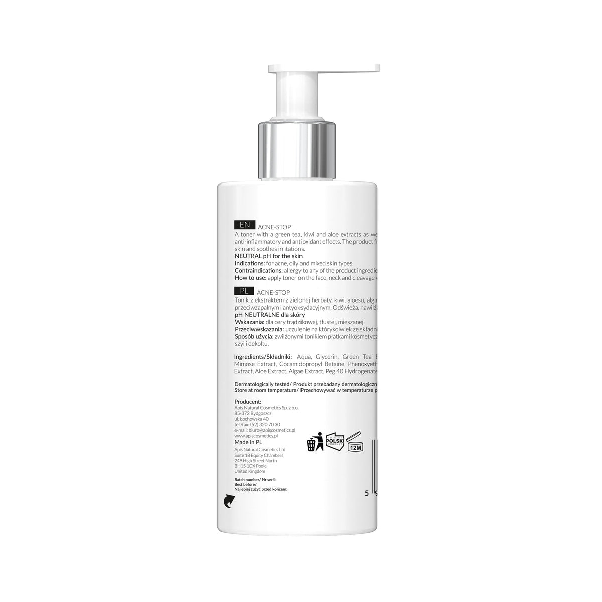 Apis ACNE-STOP Home terApis Antibacterial Cleansing Toner with Green Tea | 300ml