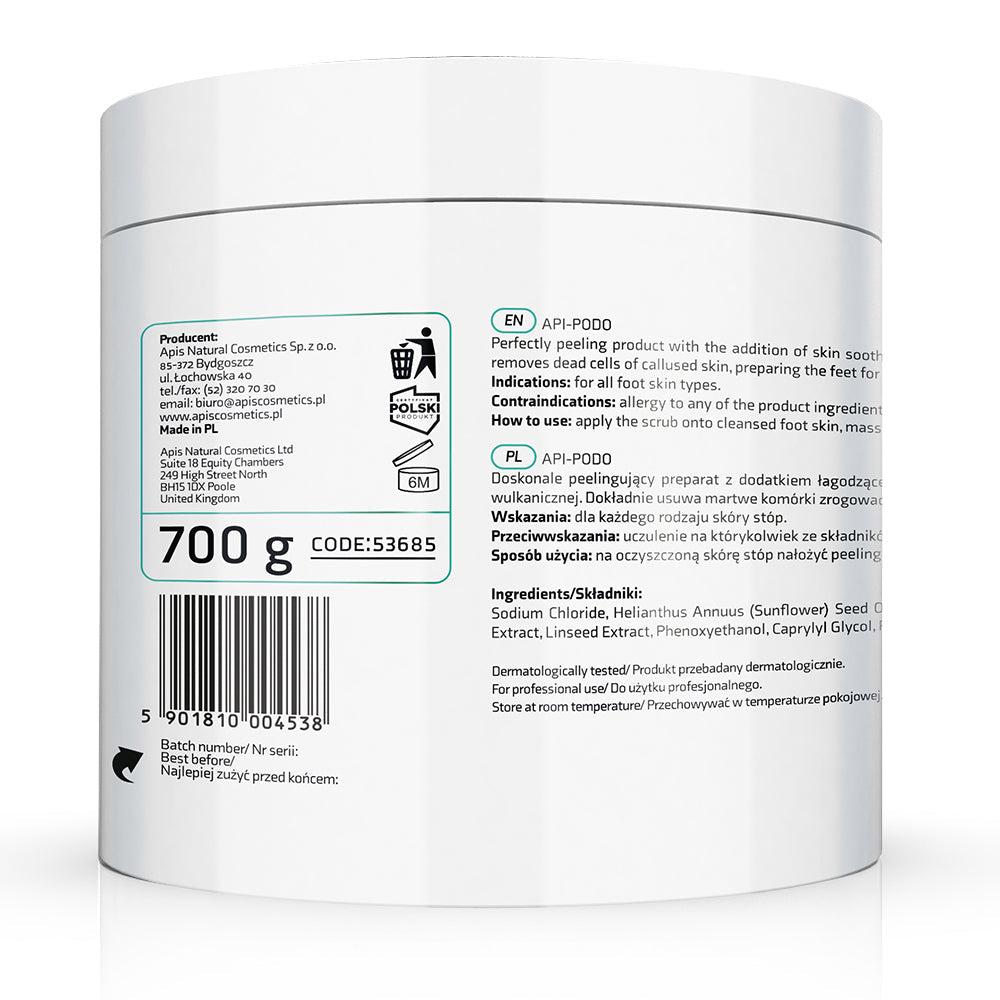 Apis API-PODO cleansing foot peeling with Dead Sea salt and volcanic lava - deeply exfoliates and smooths rough skin | 700g