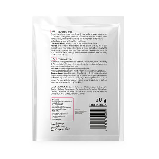 Apis Couperose‑Stop Algae Mask with Wild Rose & Vitamin C | 20 g