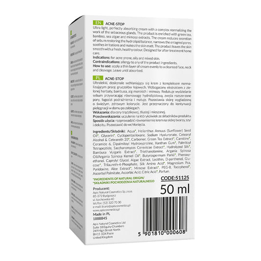 Apis Home terApis Acne-Stop Cream with Green Tea | 50ml