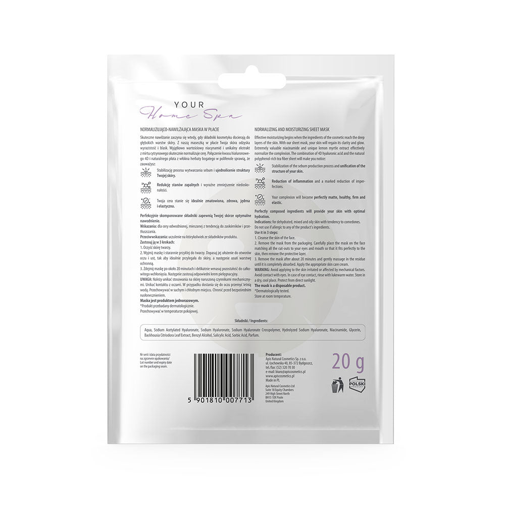 Apis Normalising & Moisturising Sheet Mask | 20 g