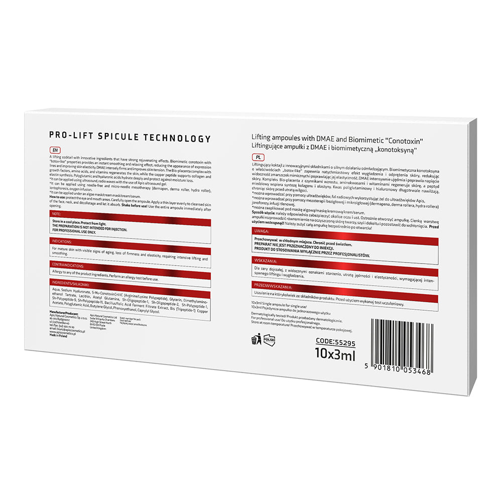 Apis Pro-Lift Spicule Technology Lifting Ampoules with DMAE | 10 x 3ml