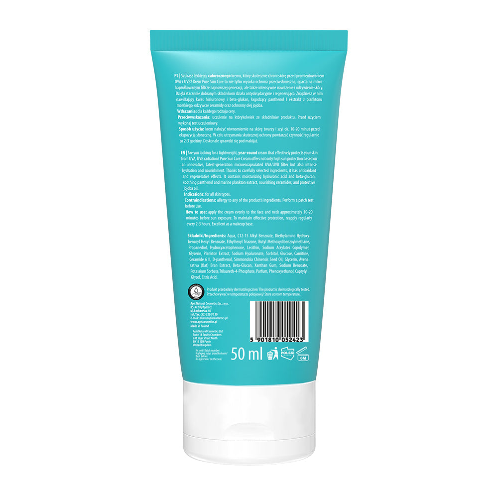 Apis Pure Sun Care Face Cream SPF 50 with Hyaluronic Acid | 50ml