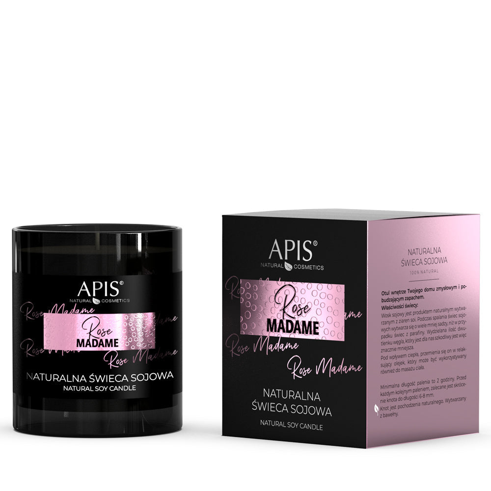 Apis Rose Madame Natural Soy Candle with Rose Fragrance | 220 g