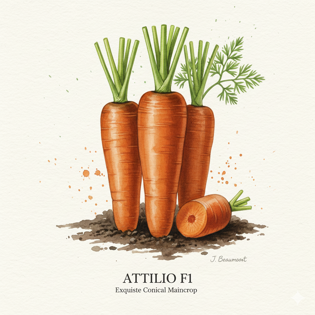 Carrot Seeds - Attilio F1 - Sweet & Succulent Nantes Variety (400 Seeds)