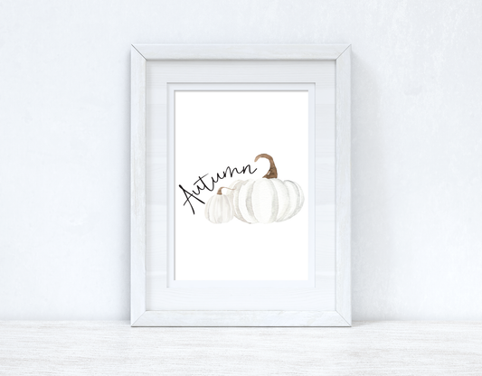 Autumn White Pumpkins Autumn Seasonal Wall Home Decor Print