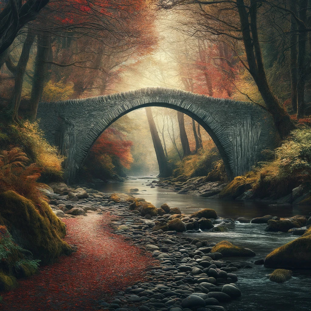 Autumn Bridge Solitude Cotton Cushion