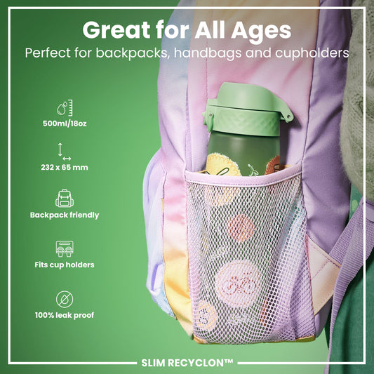 Leak Proof Slim Water Bottle, Recyclon, Eco, 500ml (18oz)