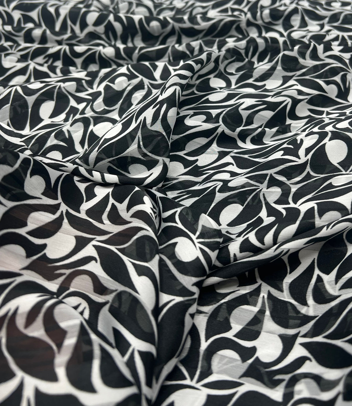 Black Silver Floral Stripe Printed Chiffon Dress Fabric