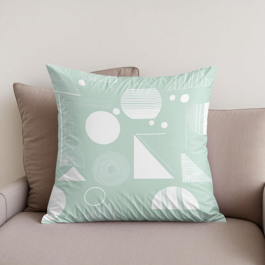 Mint Geometric Cotton Cushion