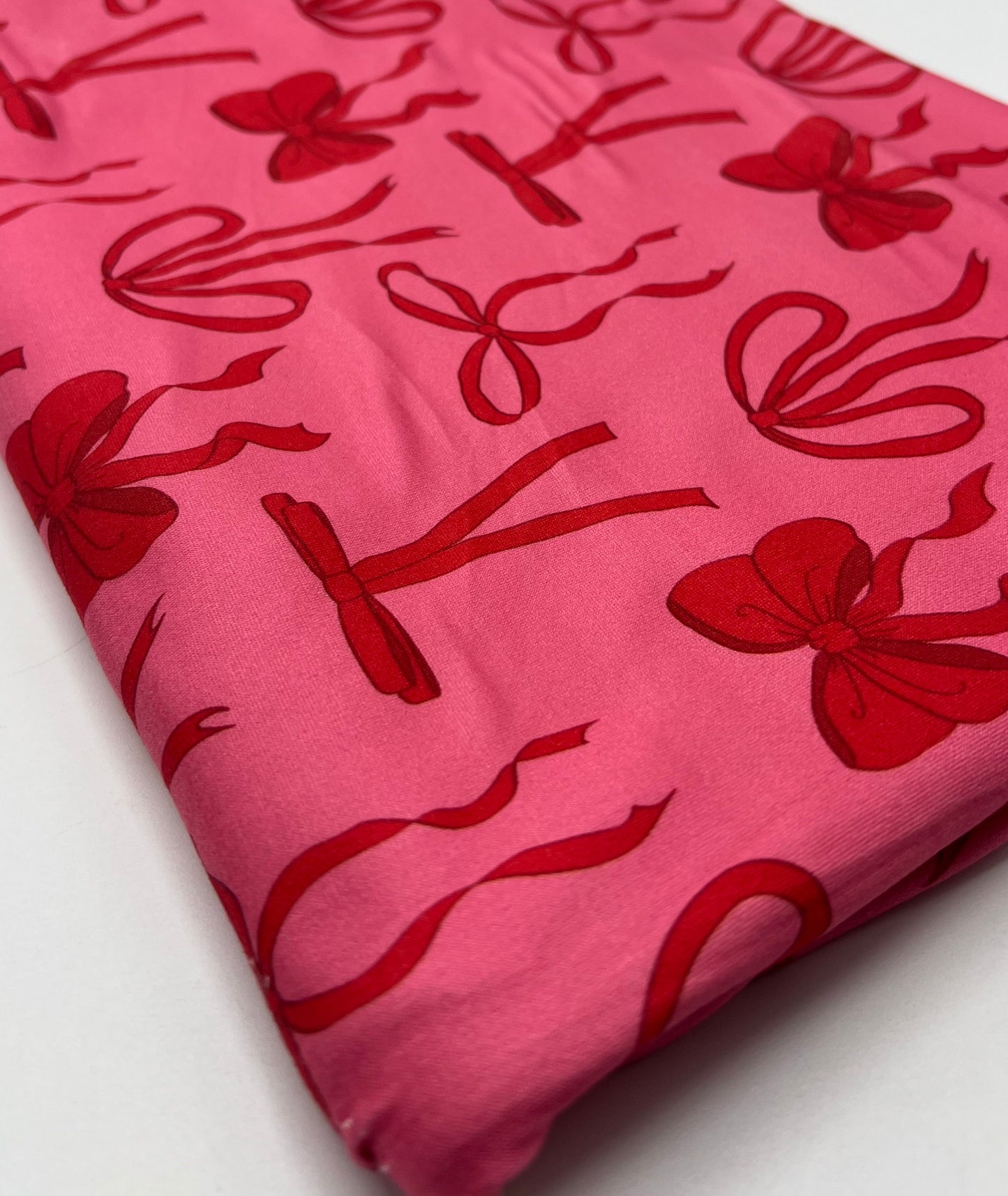 Hot Pink Bow Super Soft Print Spun Poly Stretch Fabric