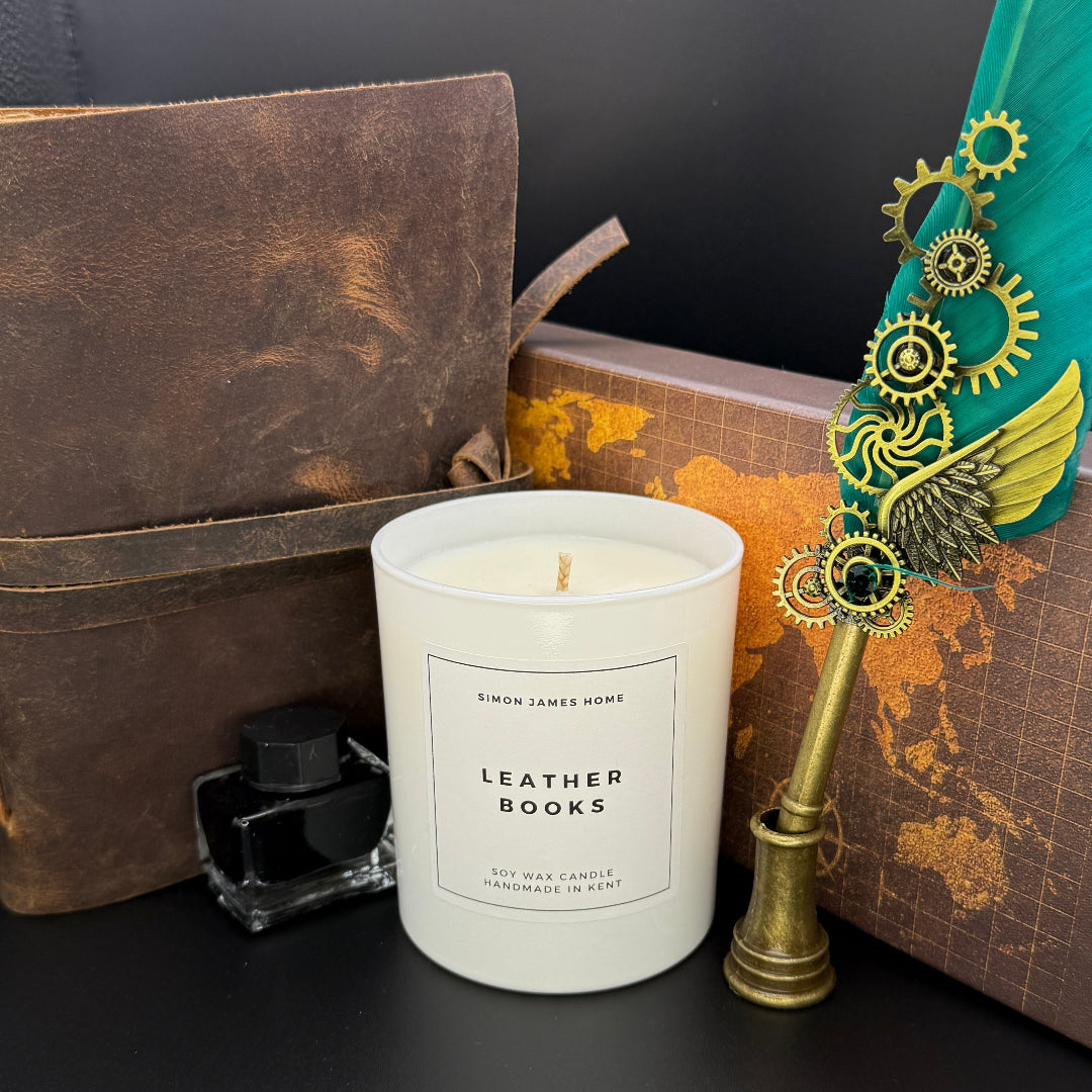 Leather Books Handmade Soy Wax Candle