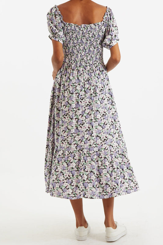 Babette Liseron Shirred Bodice Midi Dress