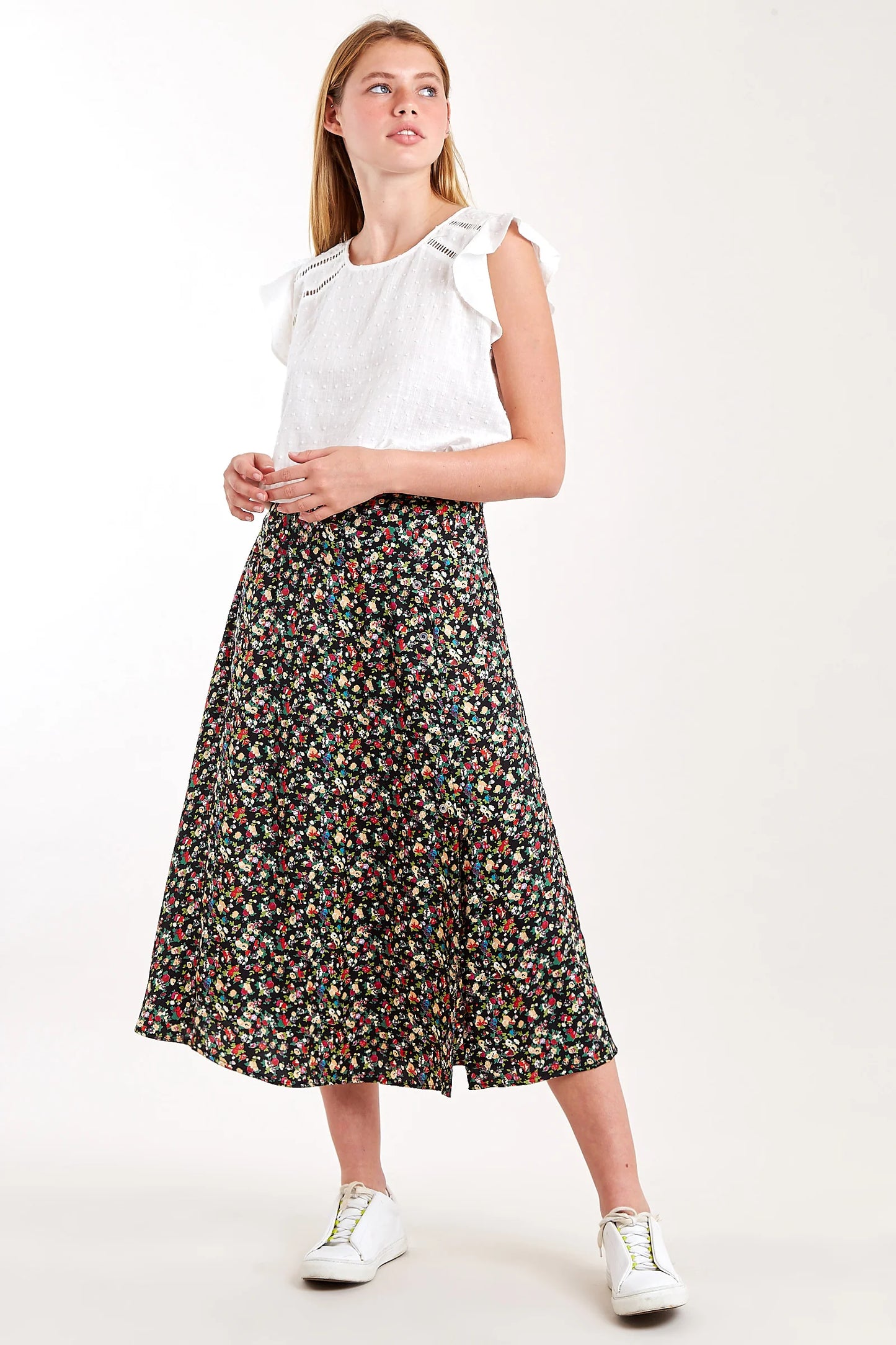 Barney Meadow Print Midi Skirt