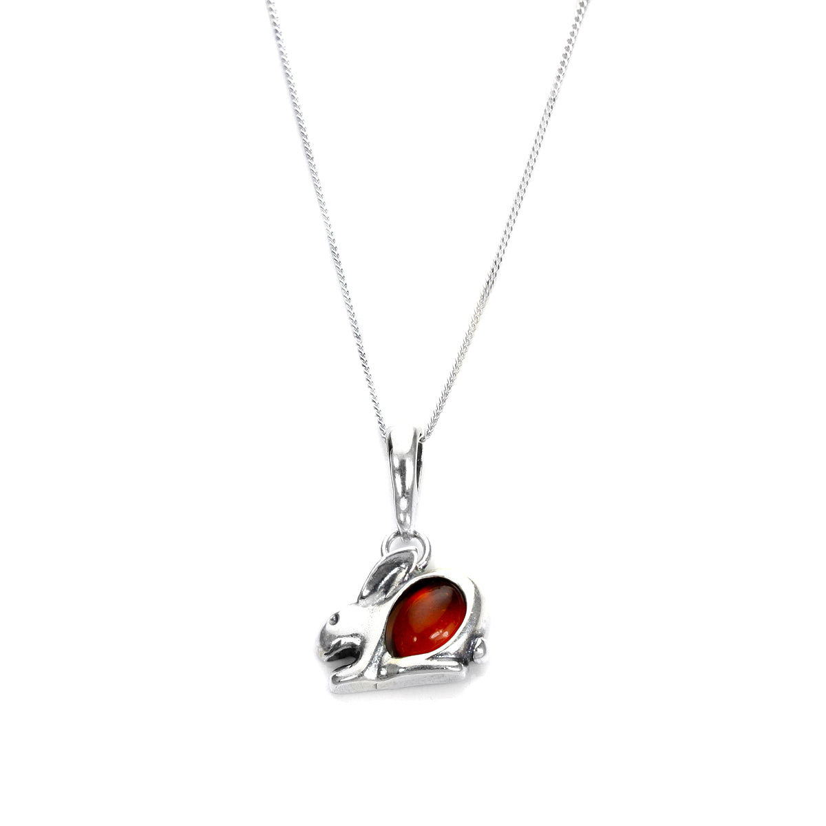 Sterling Silver & Baltic Amber Rabbit Pendant