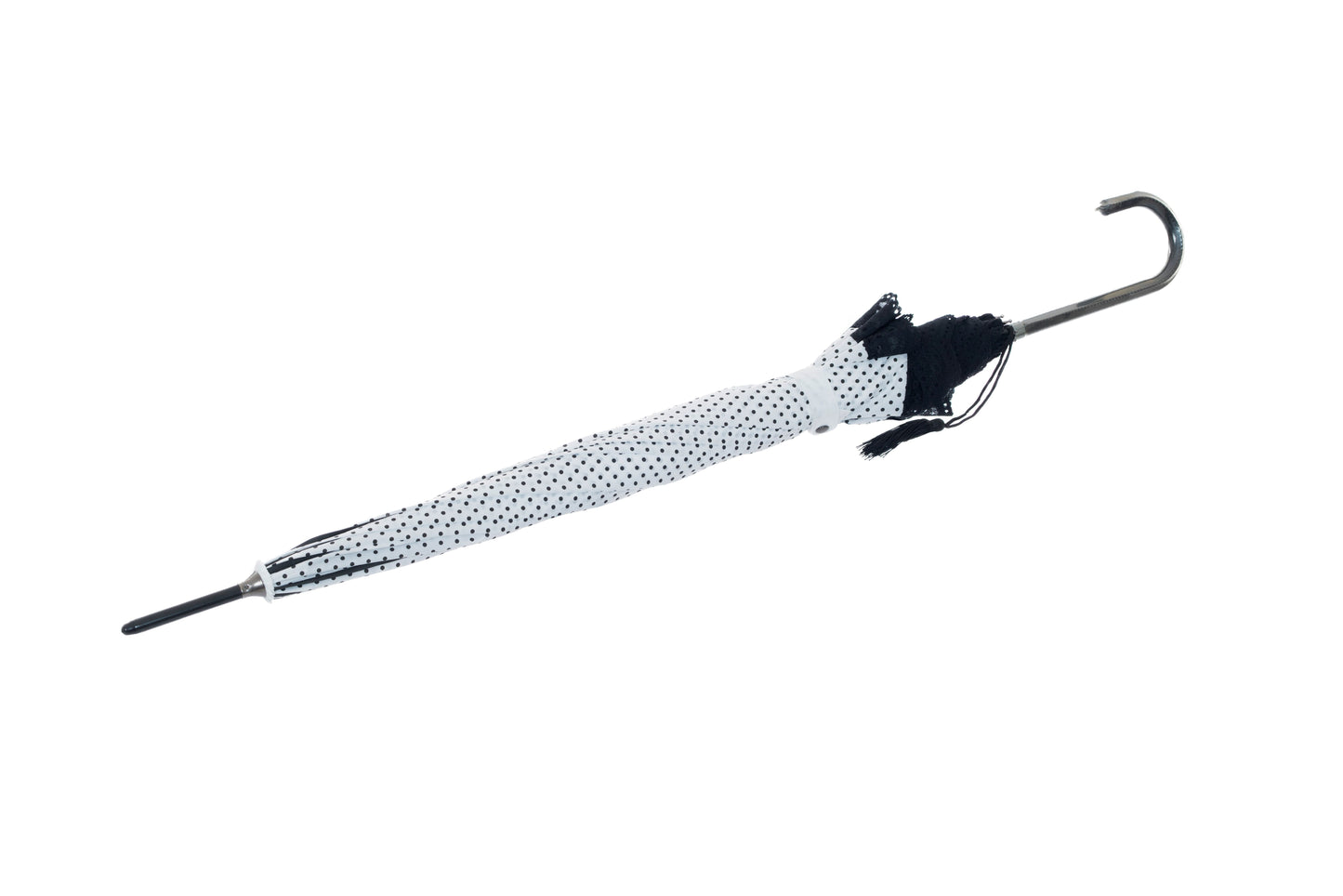 Boutique Classic with Lace White/Black Piped Umbrella