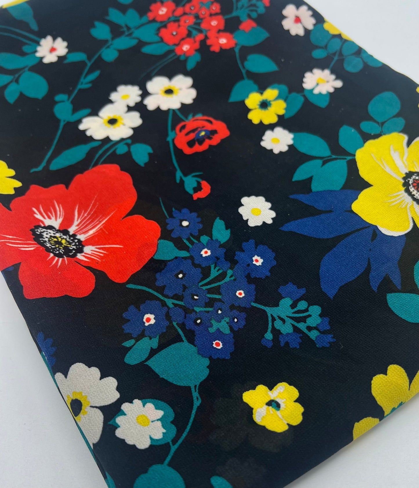 Black Floral Printed Chiffon Dress Fabric