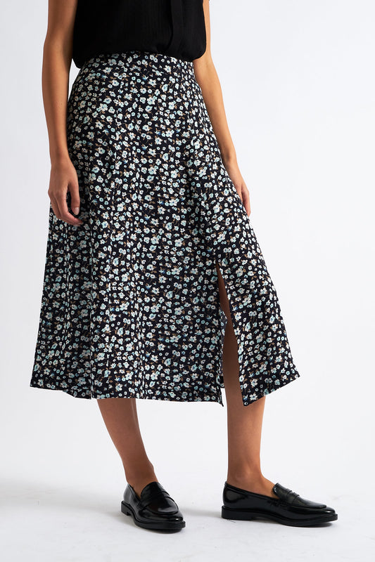 Bertie Floral Midi Skirt Navy