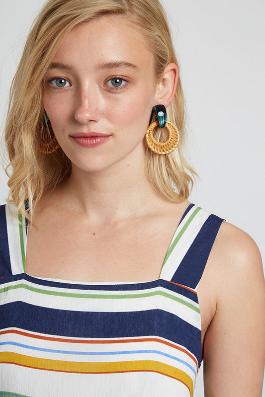 Bethany Green Tortoise Shell And Bamboo Hoop Earring